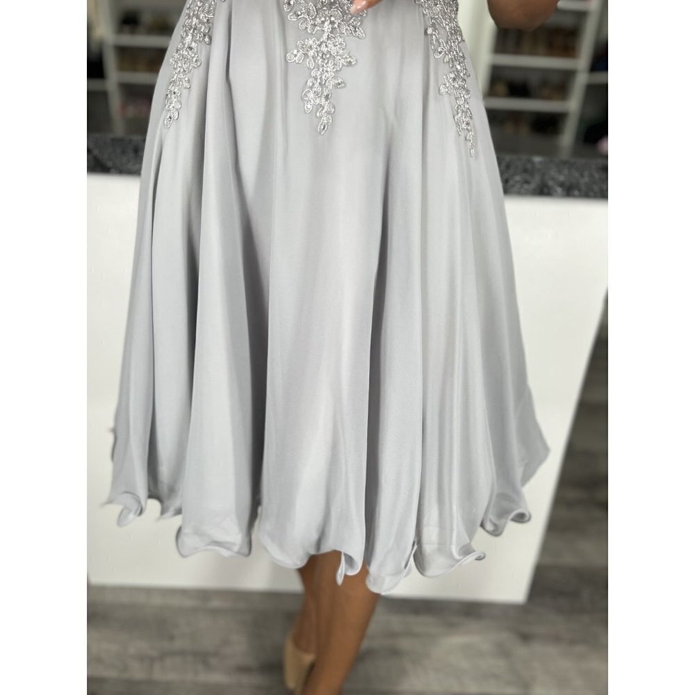 NWT May Queen Silver Embroidered A-Line Dress $118 - Picture 7 of 15